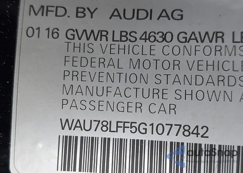 2016 Audi A3 2.0T Premium z USA, uszkodzony, nr VIN WAU78LFF5G1077842